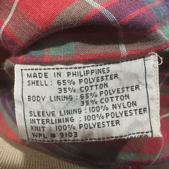 VTG 80s Jacket Mens XL Tall Field & Stream Harrington Plaid Lined Bomber Beige - Picture 7 of 8